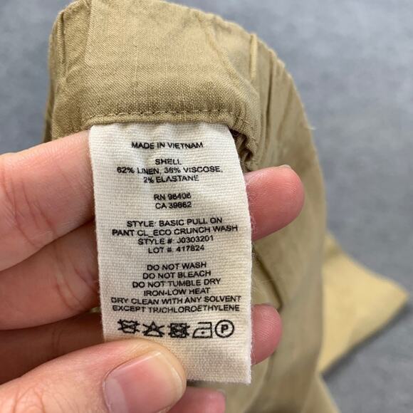 Theory Pants Womens 00 Honey Linen Blend Basic Pull On Capri Stretch Eco Crunch - Picture 9 of 12